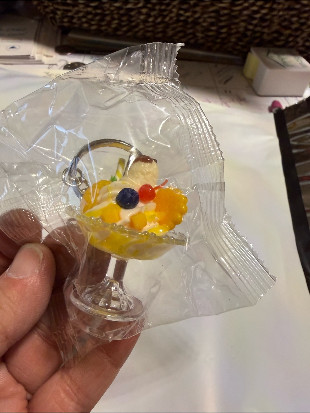 Yellow Dessert Sundae Keychain Charm